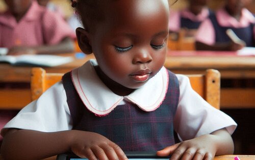 A Deaf and Blind girl working on computer